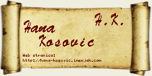 Hana Kosović vizit kartica
